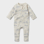 Wilson & Frenchy Sail Away Organic Cotton Zipsuit with Feet