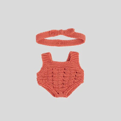 Miniland - Knitted Doll Outfit 21cm - Rompers Cinnamon