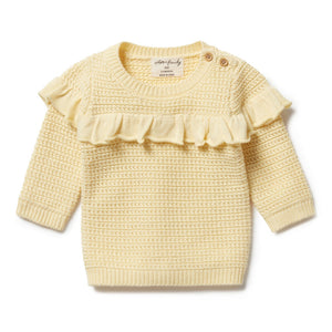 Wilson & Frenchy Pastel Yellow Knitted Ruffle Jumper