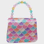 Pink Poppy Shimmering Mermaid Scale Hard Handbag