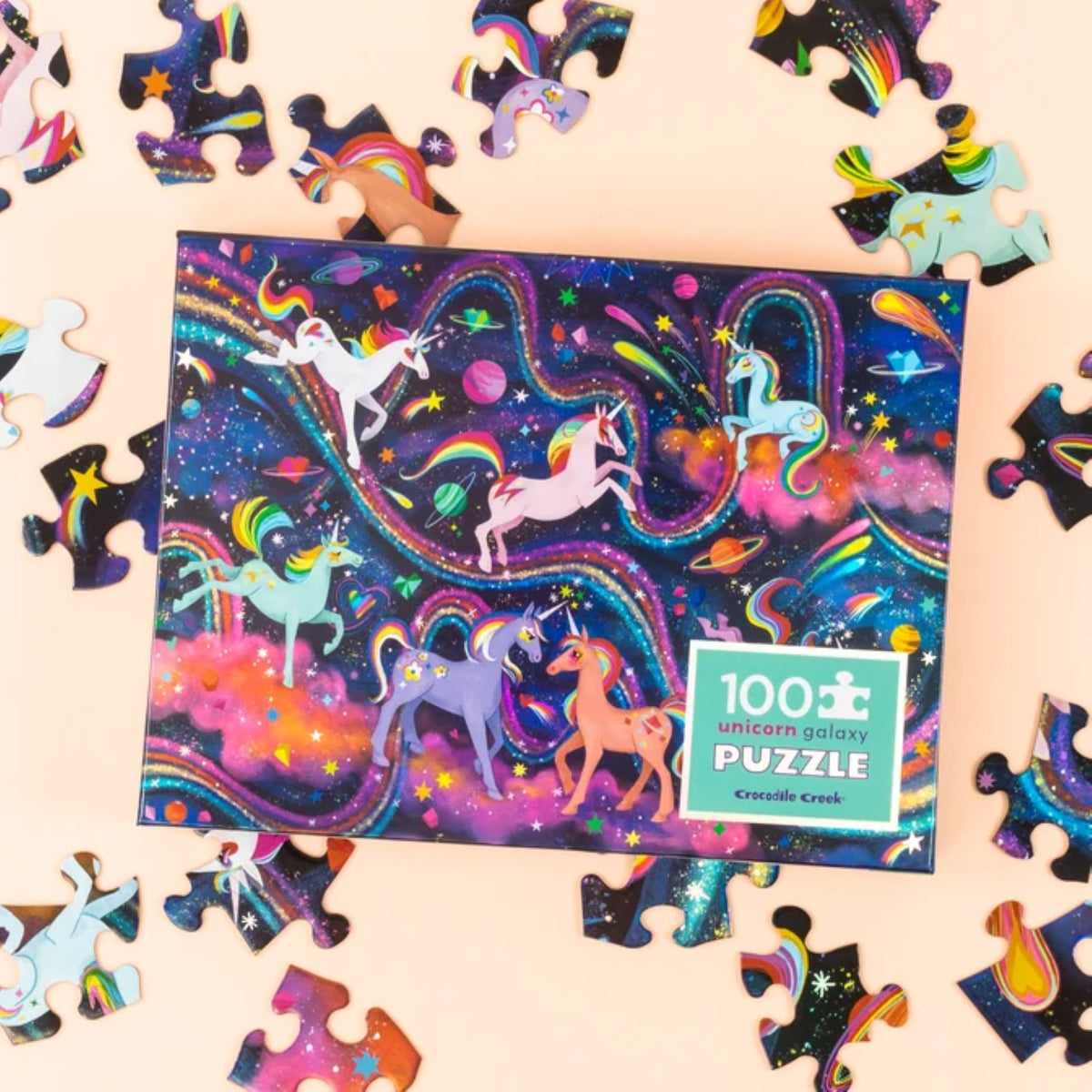 Crocodile Creek Holographic Puzzle - Unicorn Galaxy 100pc