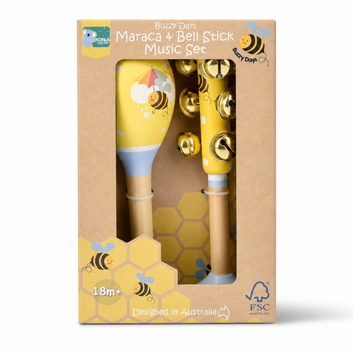 Buzzy Days Bee Maraca & Bell Stick Set