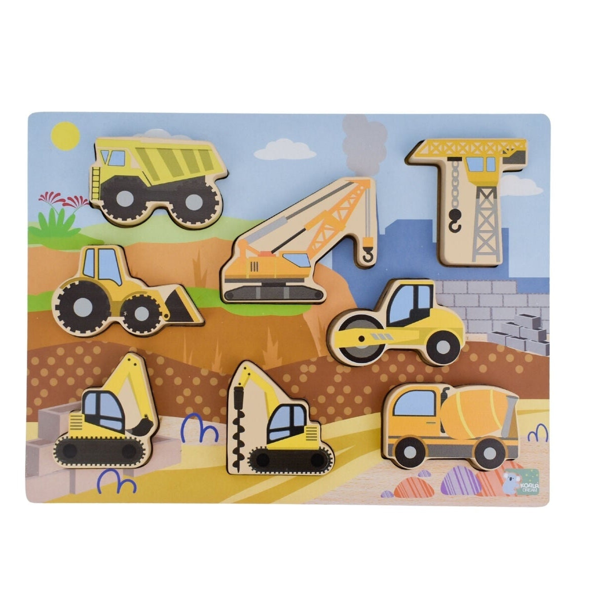 Wooden Chunky Puzzle Construction Vehicles