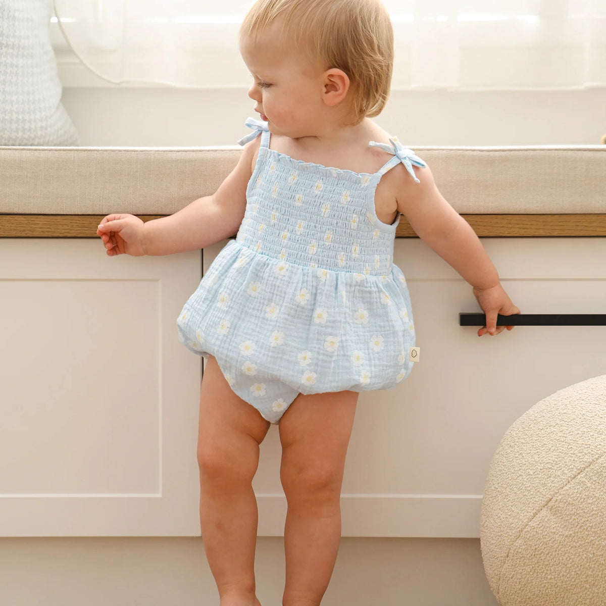 Lummi in Colour Organic Cotton Bubble Romper - Daisy Blue