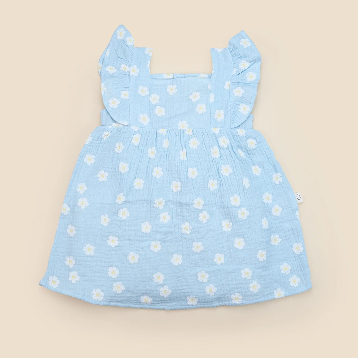Lummi in Colour Organic Cotton Muslin Ruffle Dress - Daisy Blue
