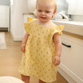 Lummi in Colour Organic Cotton Muslin Ruffle Dress - Lemons
