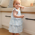 Lummi in Colour Organic Cotton Muslin Tiered Dress - Daisy Blue