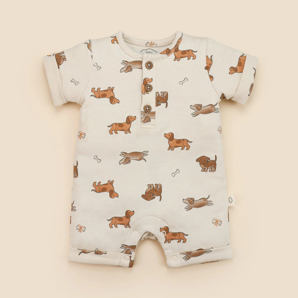 Lummi in Colour Organic Cotton Romper - Dachshund Dog