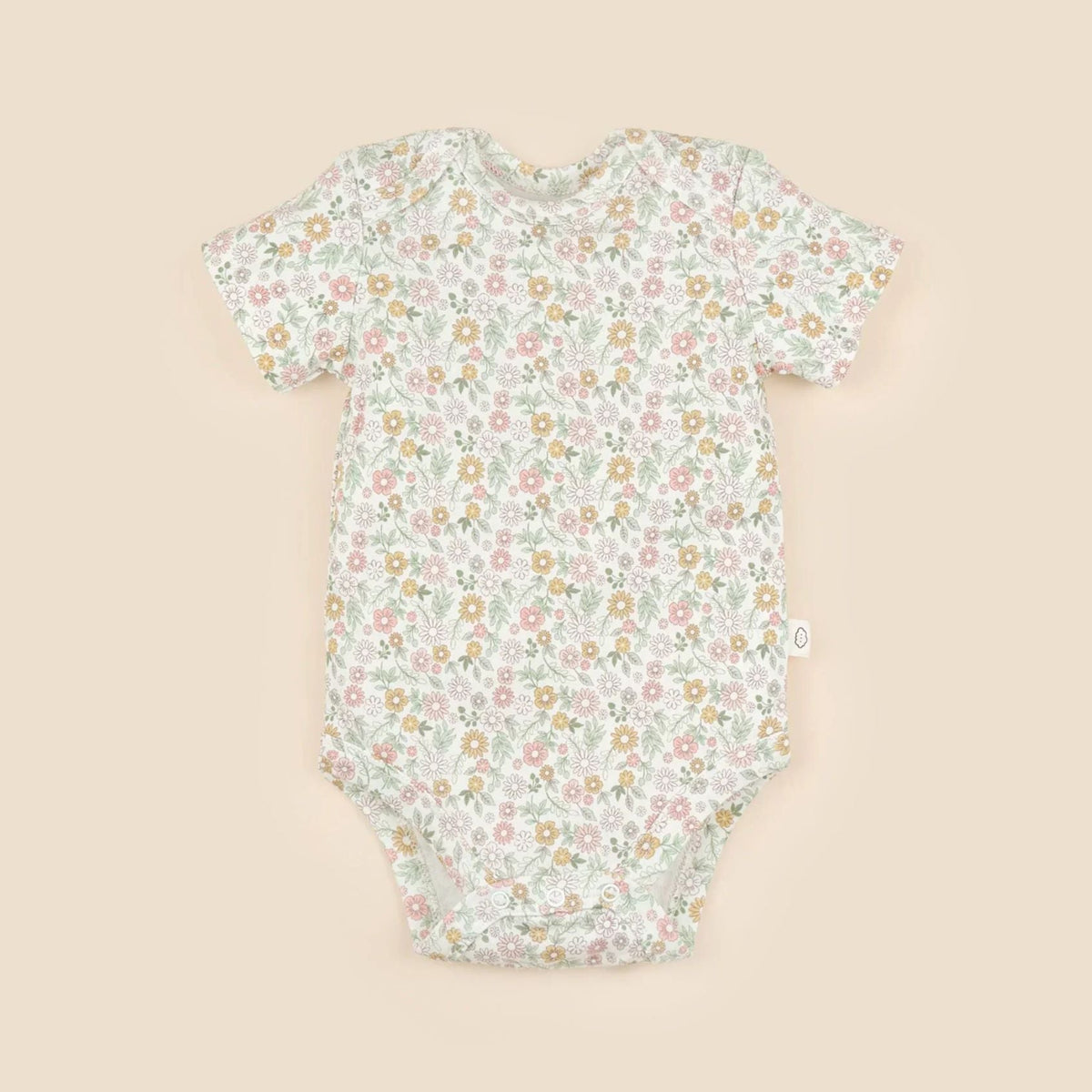 Lummi in Colour Organic Cotton Short Sleeve Bodysuit - Daisies