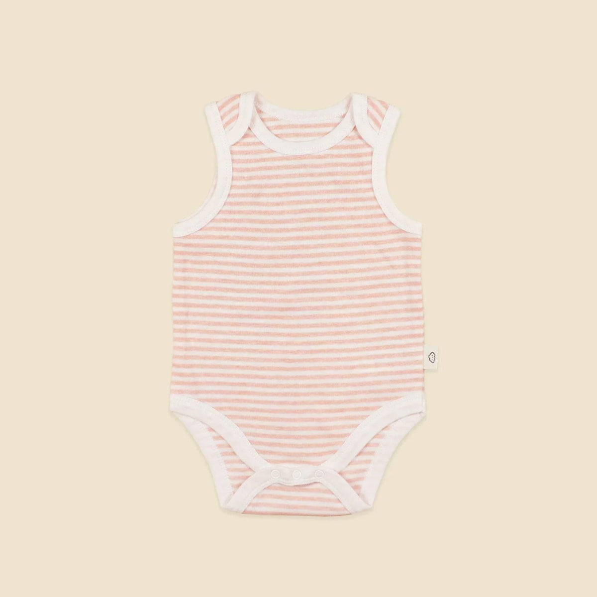 Lummi in Colour Organic Cotton Singlet Bodysuit - Heather Pink Stripes