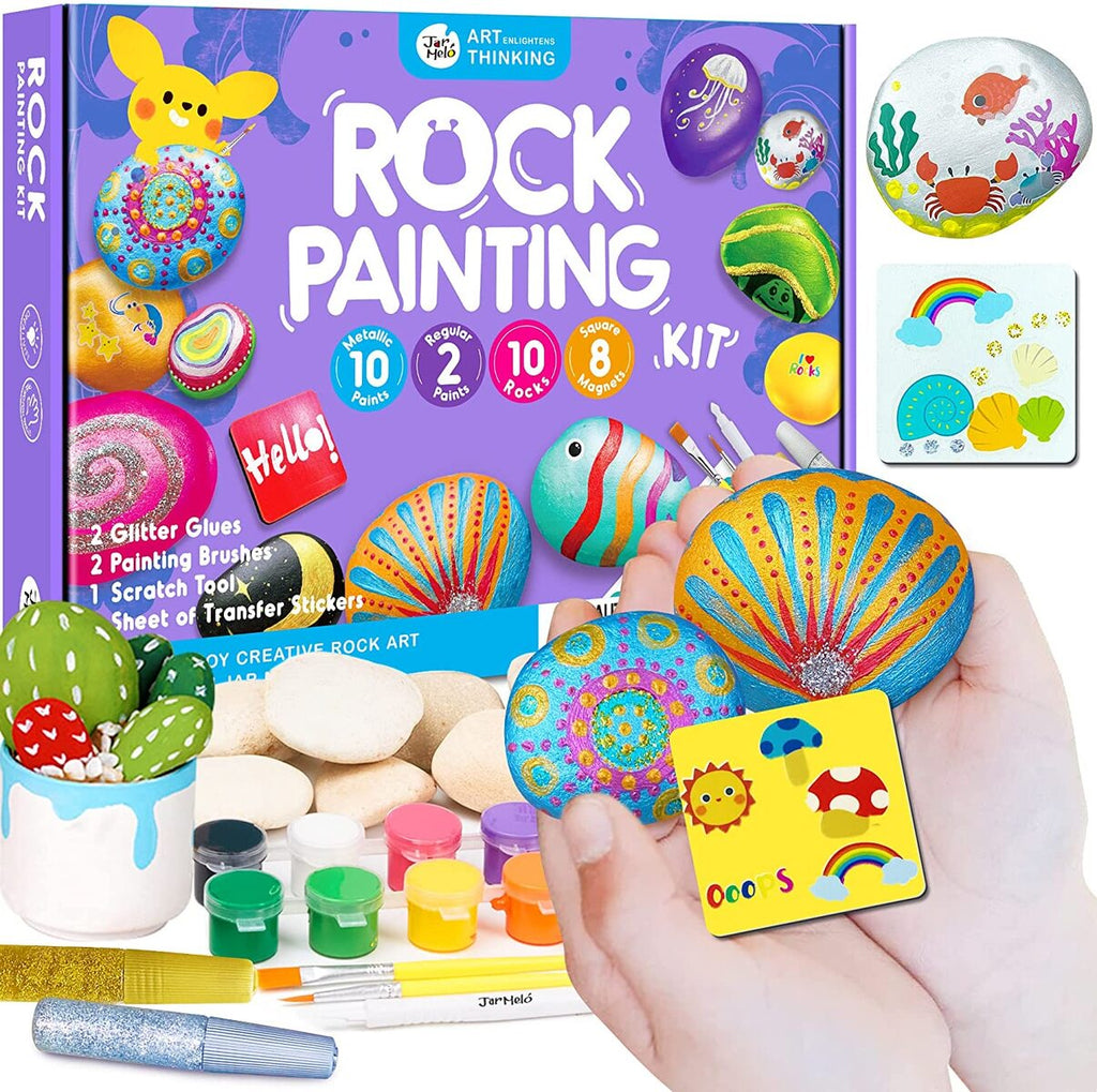 Rock Painting with Glitter Glues and Metallic Paints