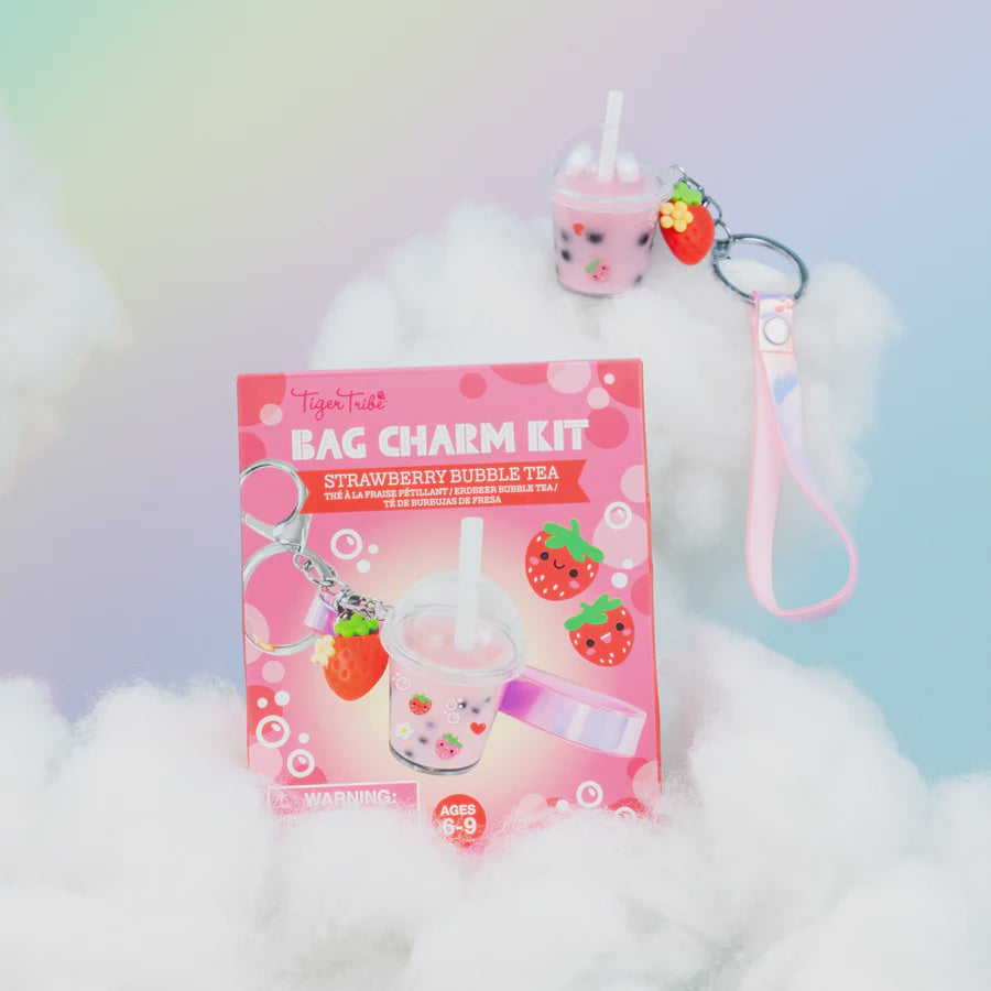 Tiger Tribe Bag Charm Kit Strawberry Bubble Tea