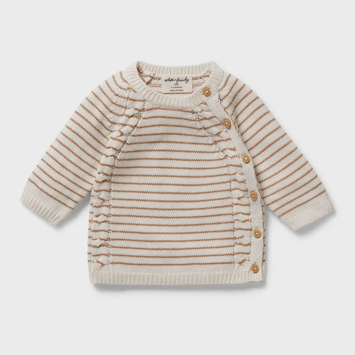 Wilson & Frenchy Cinnamon Stripe Organic Knitted Kimono Cardigan