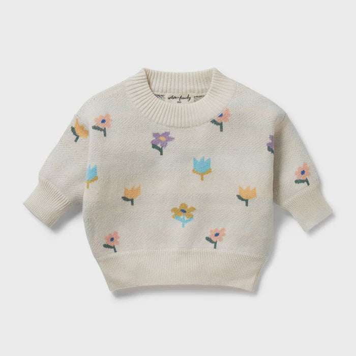Wilson & Frenchy Flower Pop Organic Knitted Jacquard Jumper