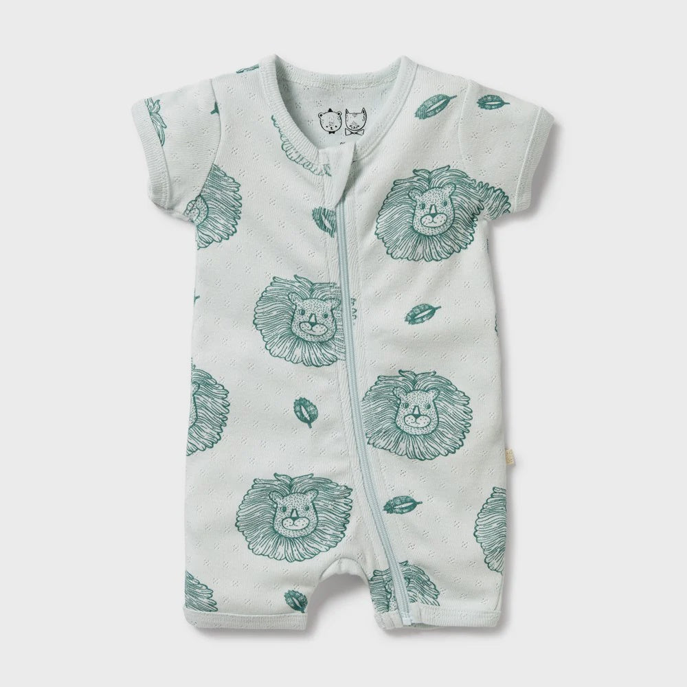 Wilson & Frenchy Little Lion Organic Pointelle Boyleg Zipsuit