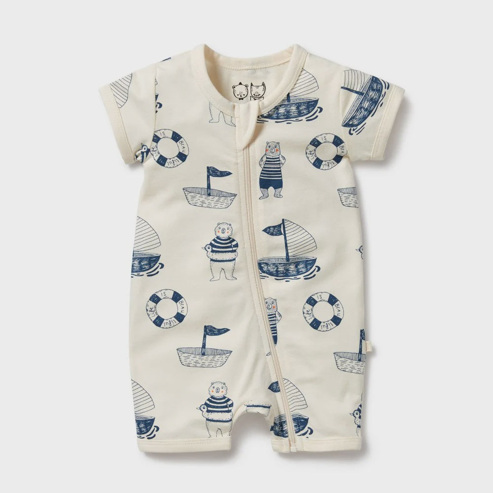 Wilson & Frenchy Nautical Bear Organic Boyleg Zipsuit