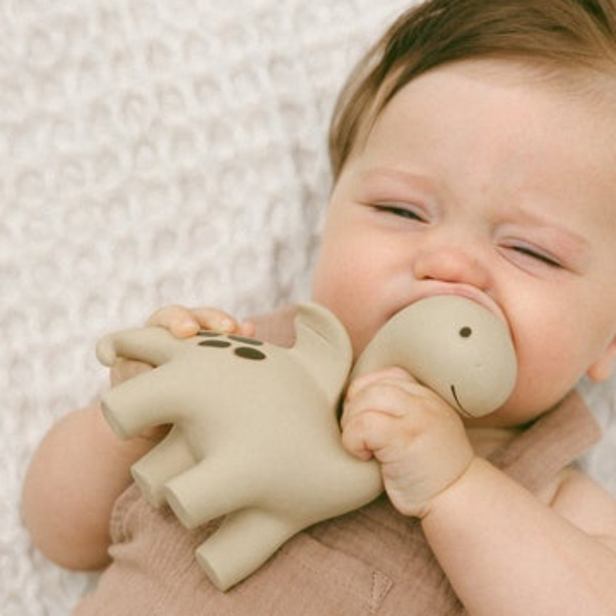 Winnie Parkes Natural Rubber Teether - Diplo The Dino Dragon - Brown