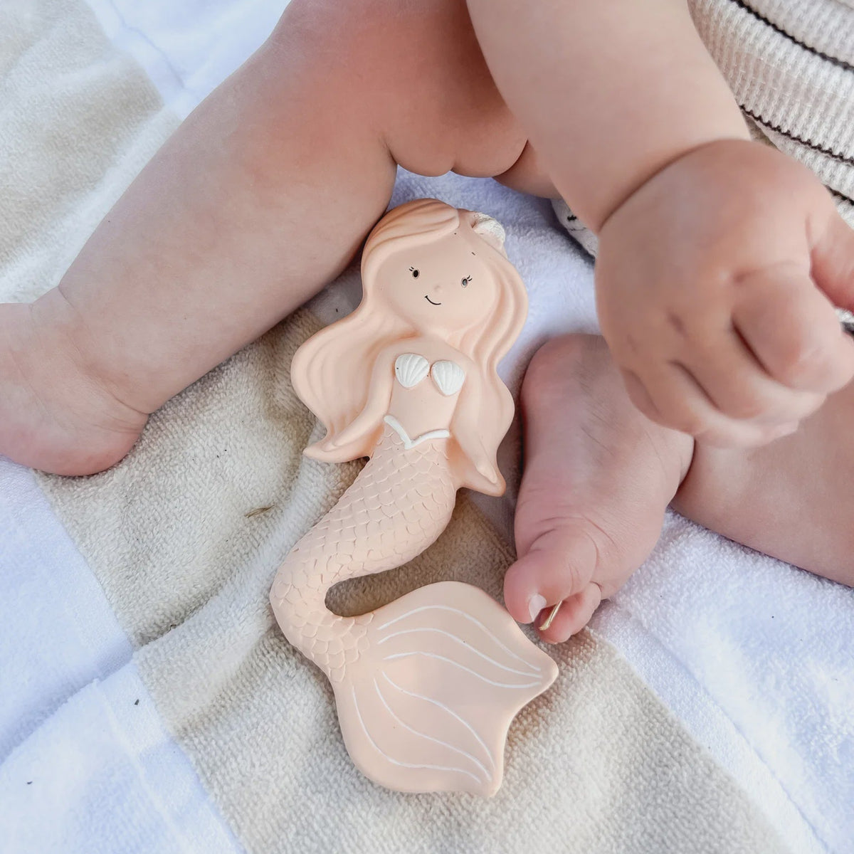 Winnie Parkes Natural Rubber Teether - Maeve The Mermaid - Peach