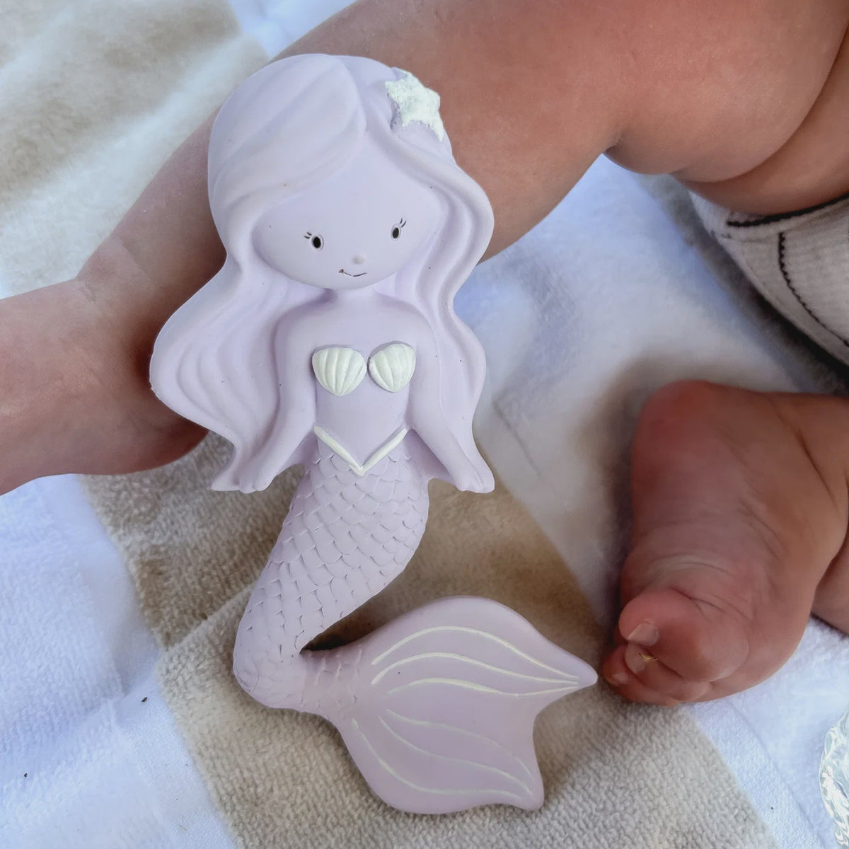 Winnie Parkes Natural Rubber Teether - Maeve The Mermaid - Grape