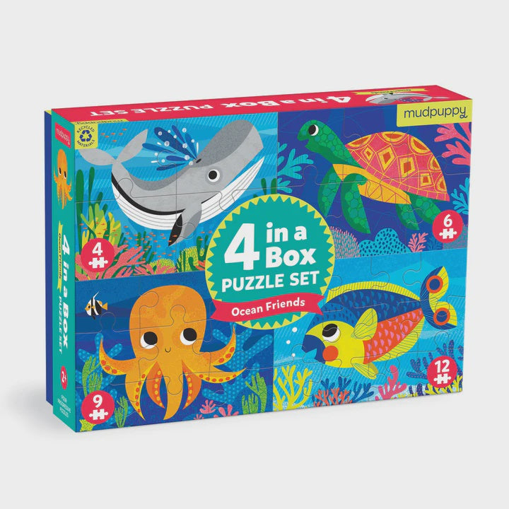 Mud Puppy 4-in-a-Box Puzzle - Ocean Friends