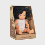 Miniland Doll -  Caucasian 38cm Black Curly Hair