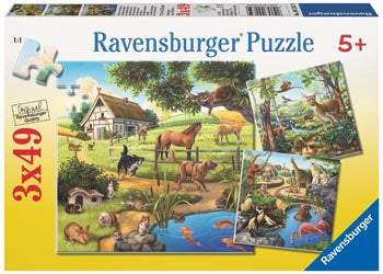 Ravensburger Forest, Zoo & Pets - 3x49pc Puzzles