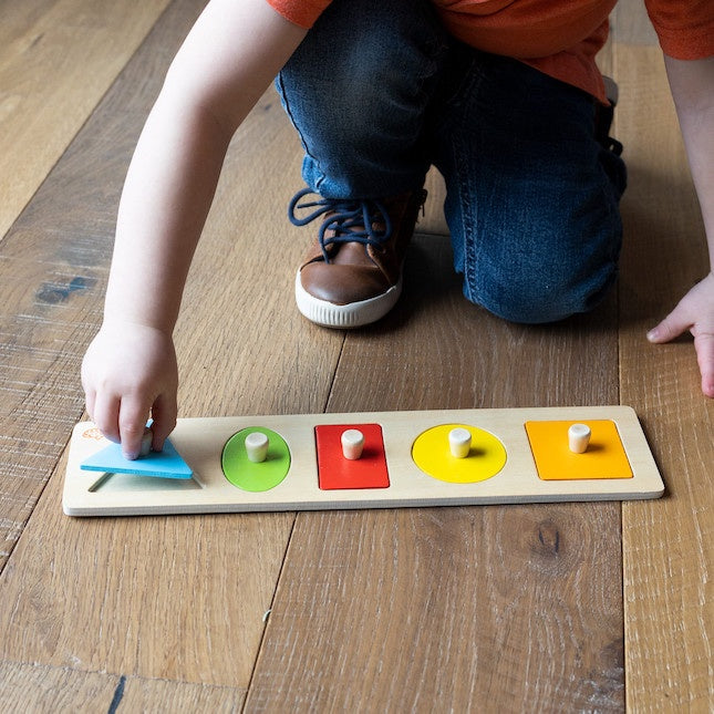Fat Brain Toys Lets Learn Shapes! Wooden Peg Puzzle