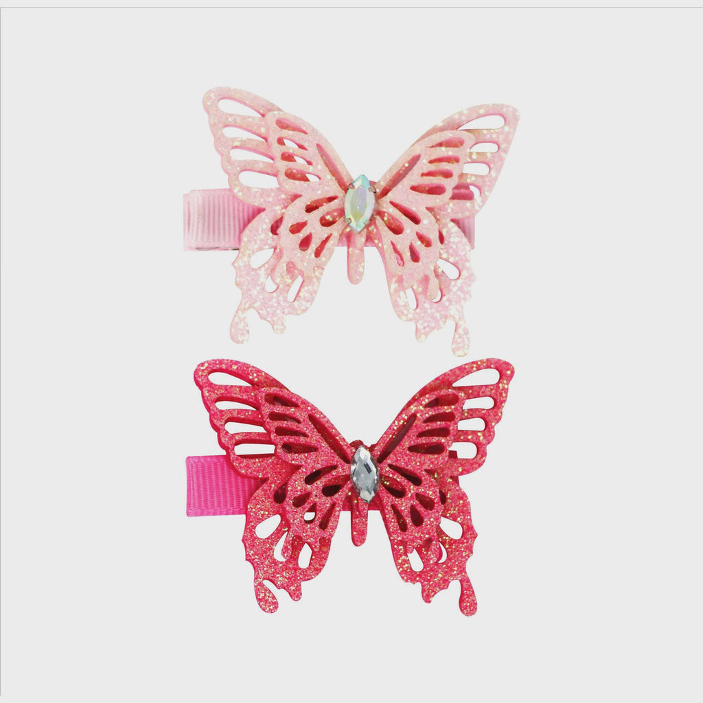 Pink Poppy - Glitter Butterfly Hair Clip