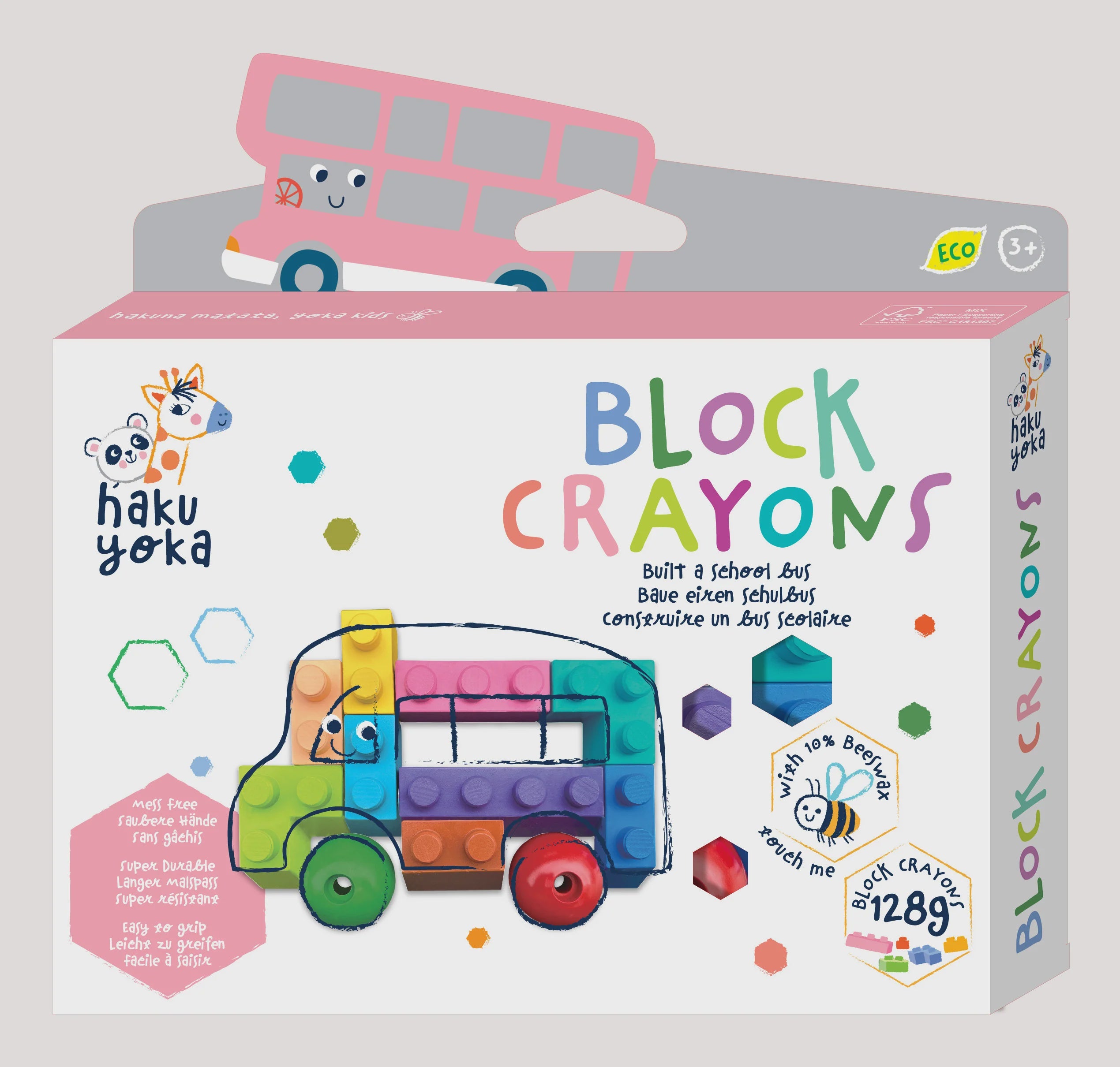 Haku Yoka 128g Block Crayons - School Bus