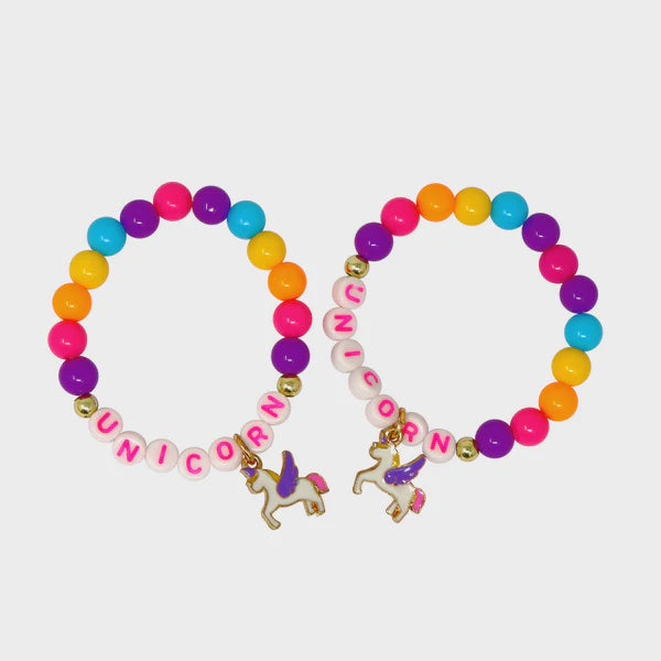Pink Poppy BFF Unicorn Rainbow Pearl Bracelet Set