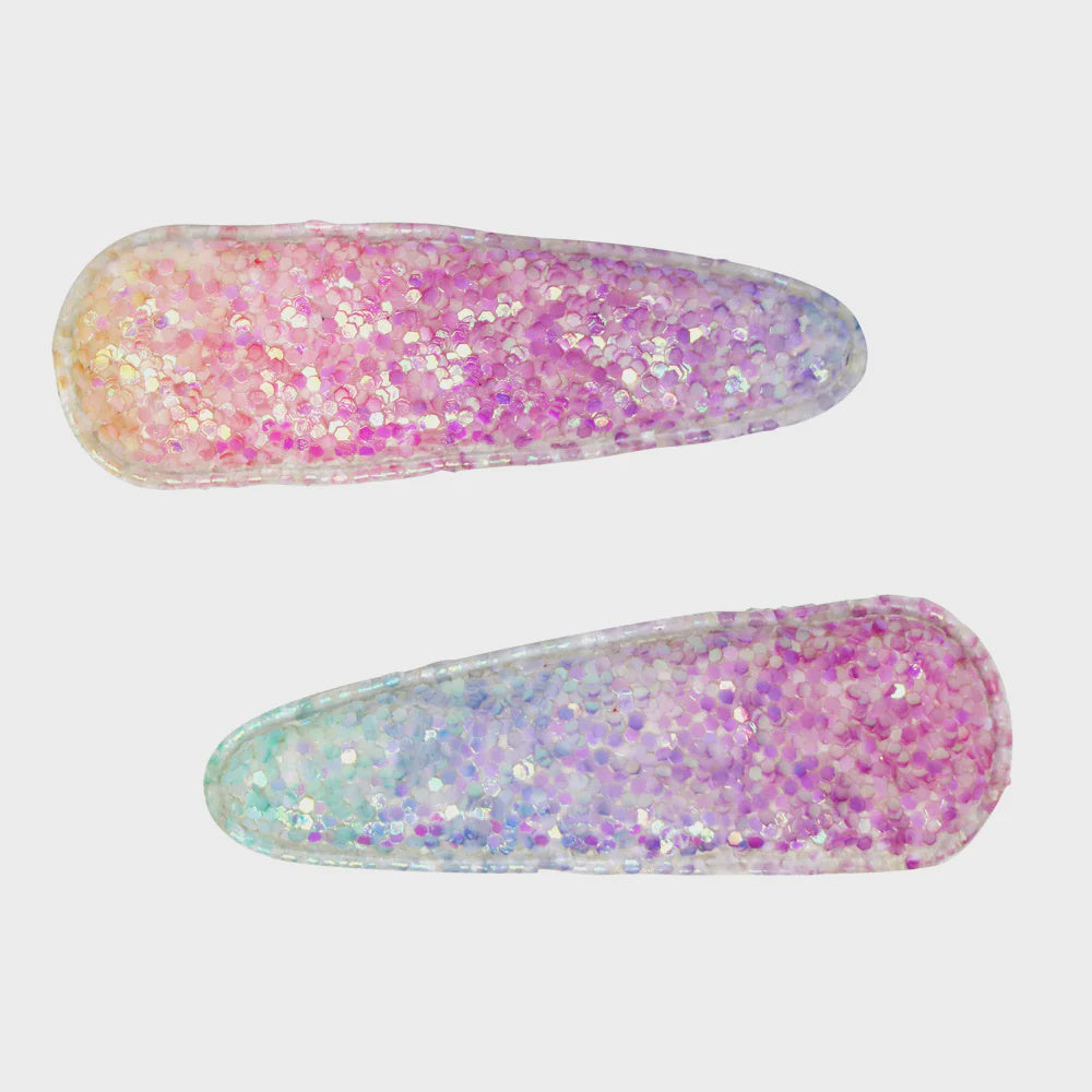 Rainbow Chunky Glitter Snap Clips