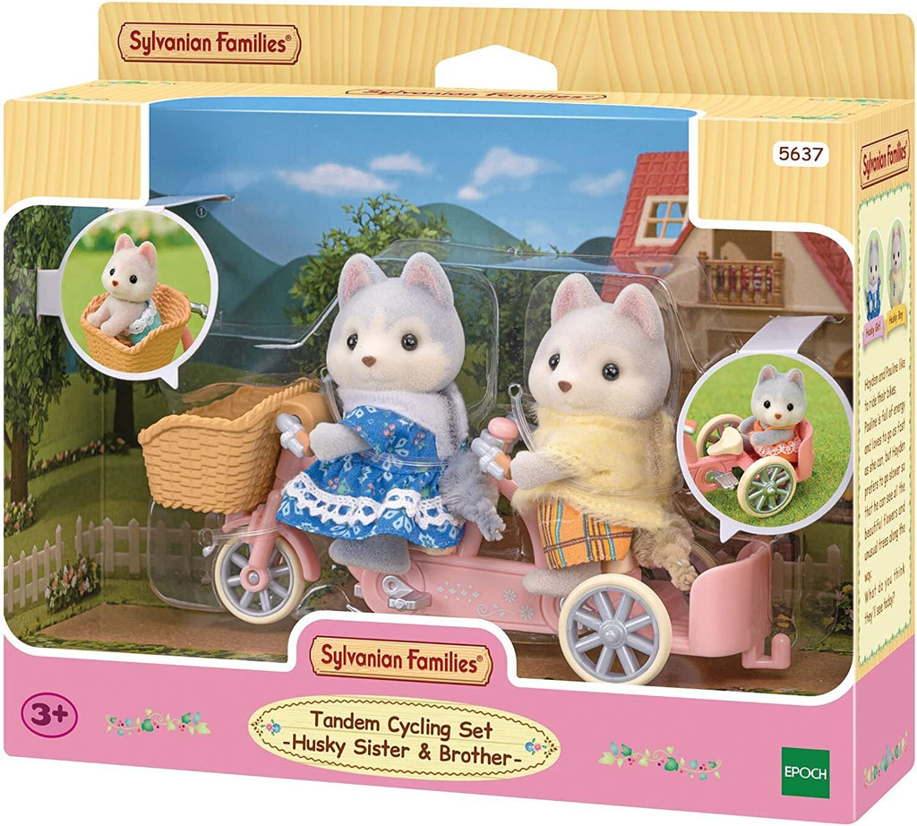 Sylvanian Families Tandem Cycling Set Husky Sister & Brother