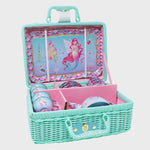 Pink Poppy Shimmering Mermaid Tea Set In Basket