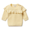 Wilson & Frenchy Pastel Yellow Knitted Ruffle Jumper