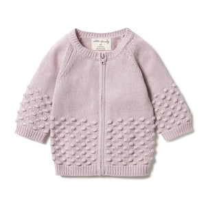Wilson & Frenchy Knitted Spot Cardigan - Lilac Ash