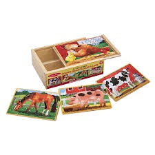 Melissa & Doug 4 X 12pc Farm Wooden Puzzles In Box